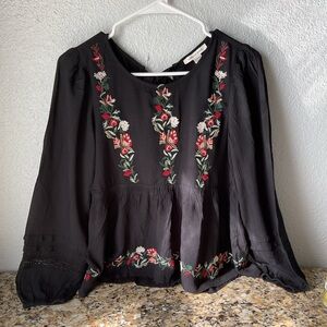 American Eagle Outfitters Boho Embroidered Sleeve Blouse NWT